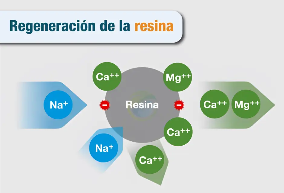 Regeneración de la resina, intercambio iónico
